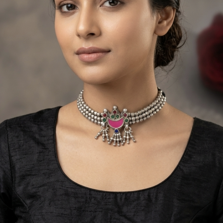 Banjara Rajsthani Ethnic Silver Choker 